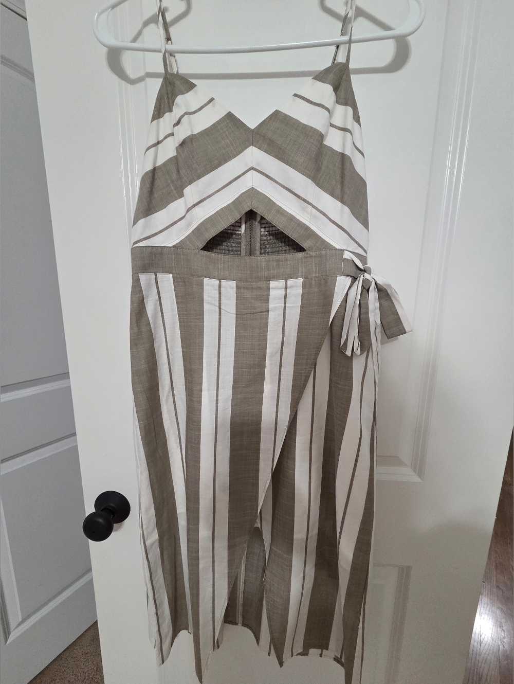 Express Taupe and White Striped Dress